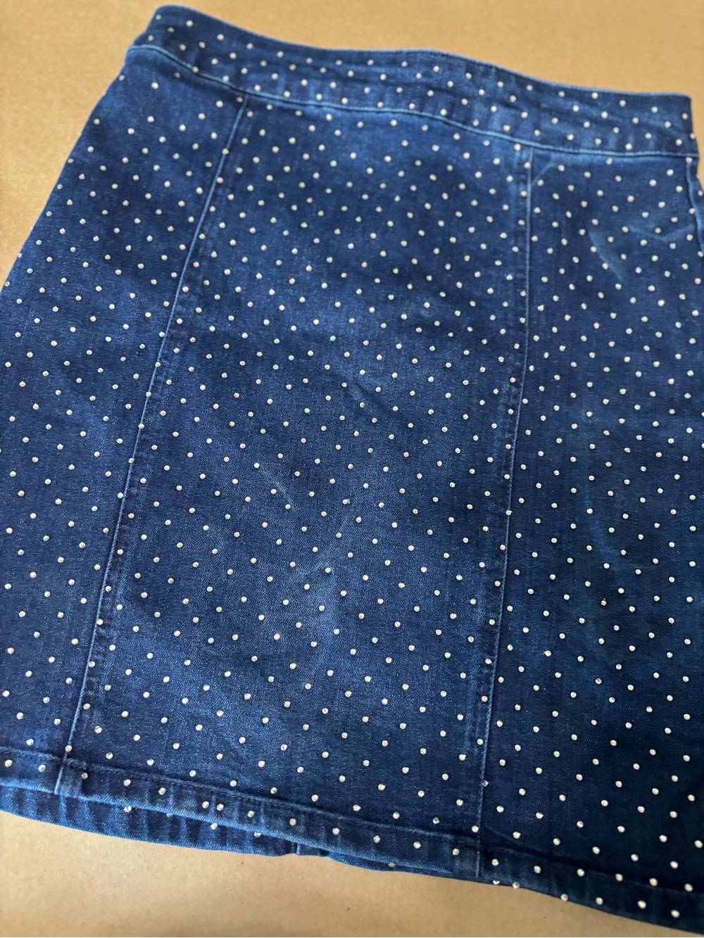 iris Blue-Denim with Rhinestones Skirt - Picture 1 of 3